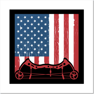 Archery Bow Hunting Usa Flag Posters and Art